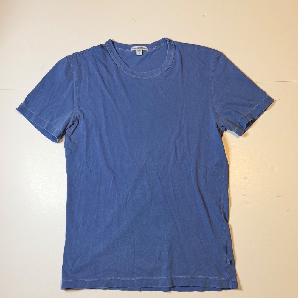 James Perse T-Shirt Mens 0 Blue Cotton Short Sleeve Crew Neck Standard Tee